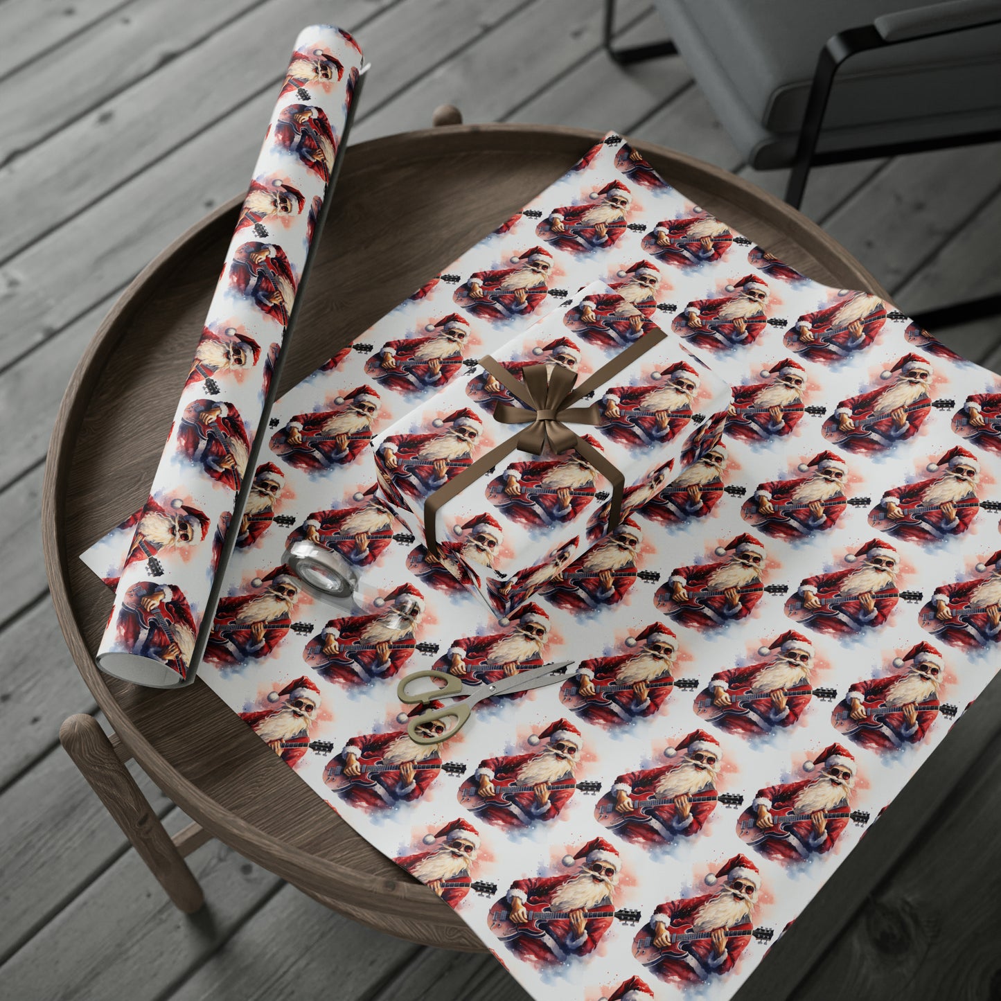 Retro Santa Wrapping Paper | Christmas Wrapping Paper | Santa with Guitar | Guitar Wrapping Paper | Gifts for Him