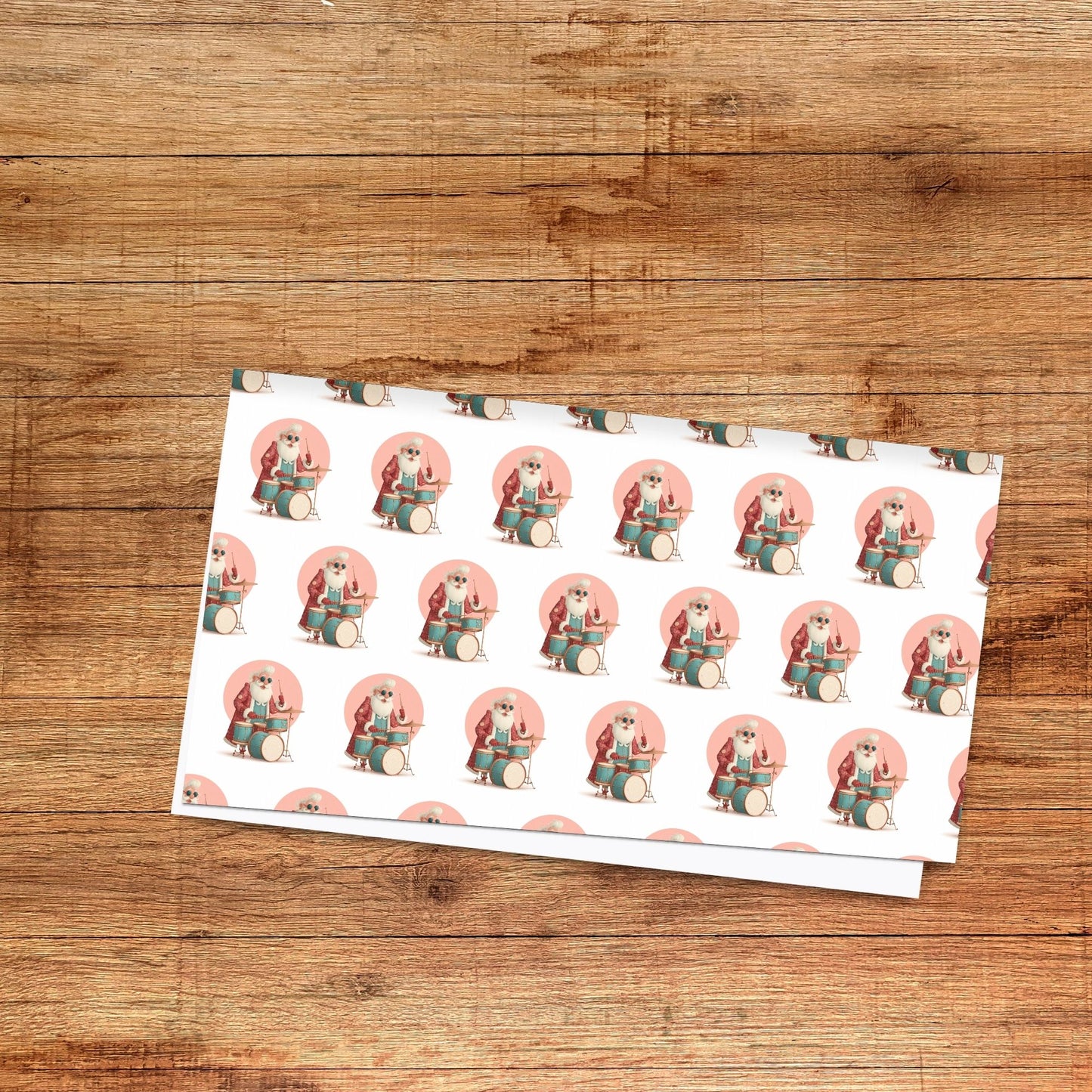 Santa Playing Drums Gift Wrap