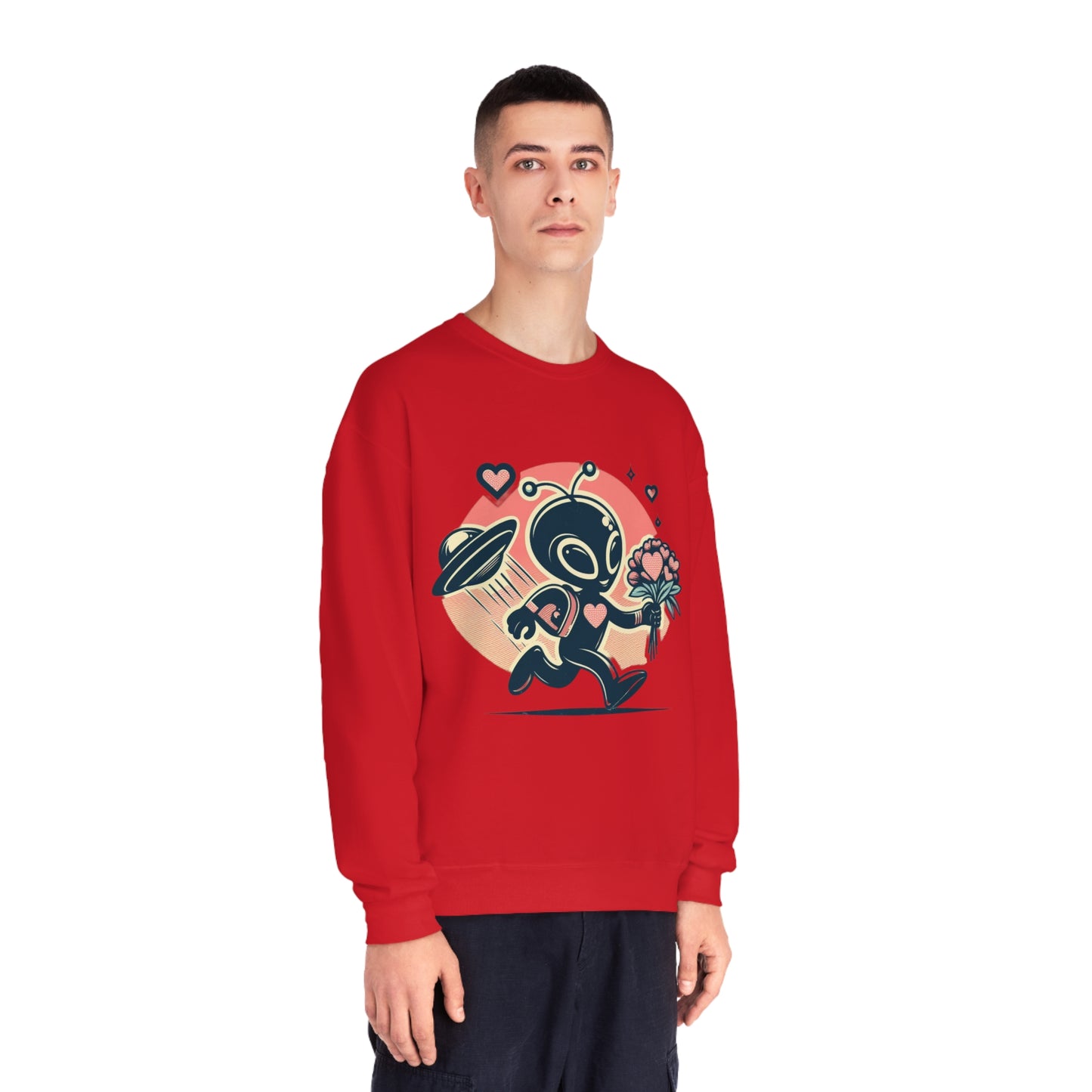Alien With Flowers Valentines Day Sweatshirt