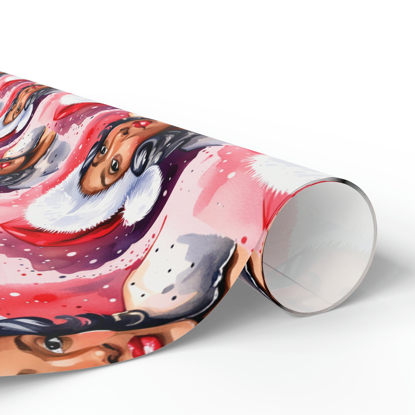 Watercolor Melanin Mrs Claus Wrapping Paper