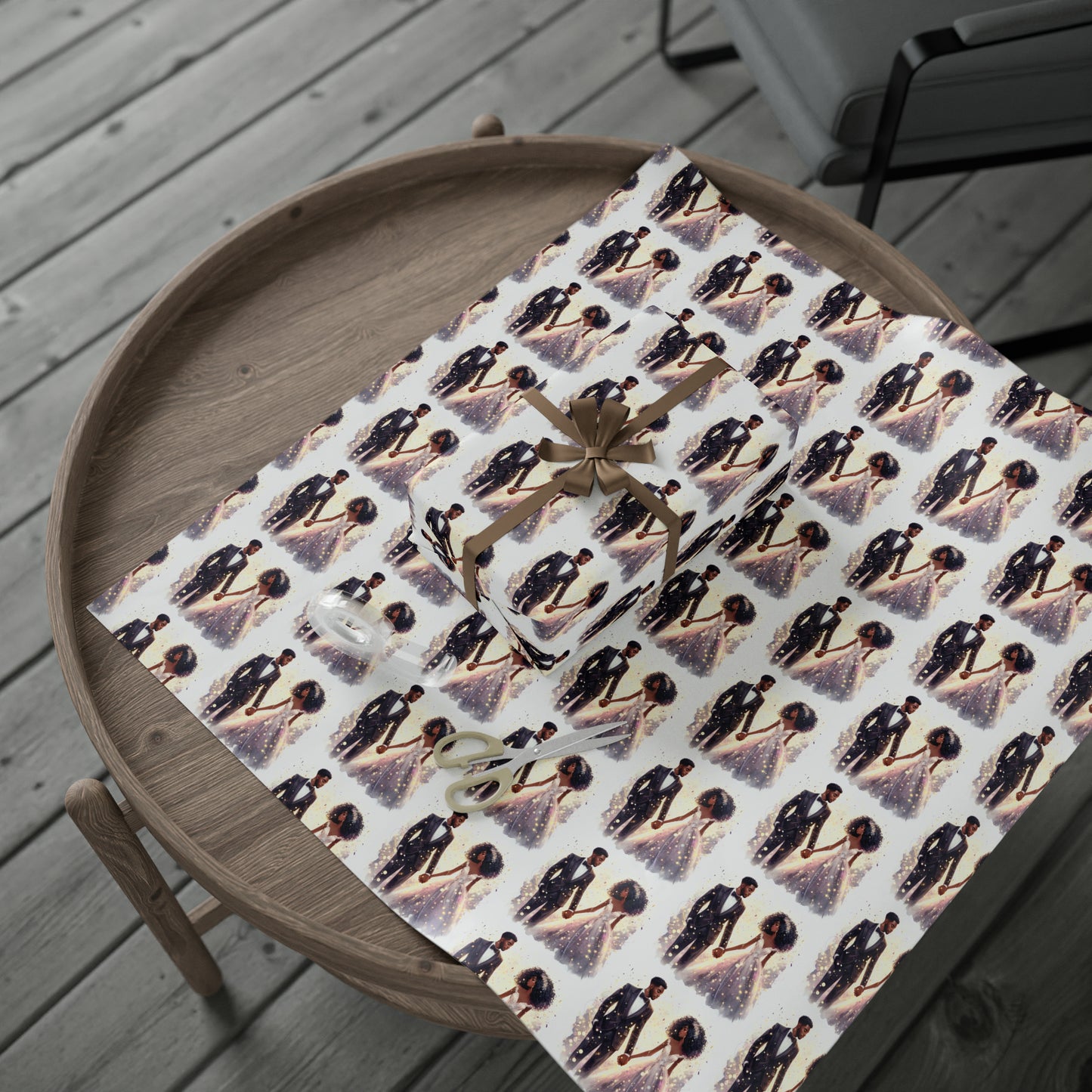 Melanin Couple Wrapping Paper, Wedding Wrapping Paper, Bridal Shower Wrapping Paper
