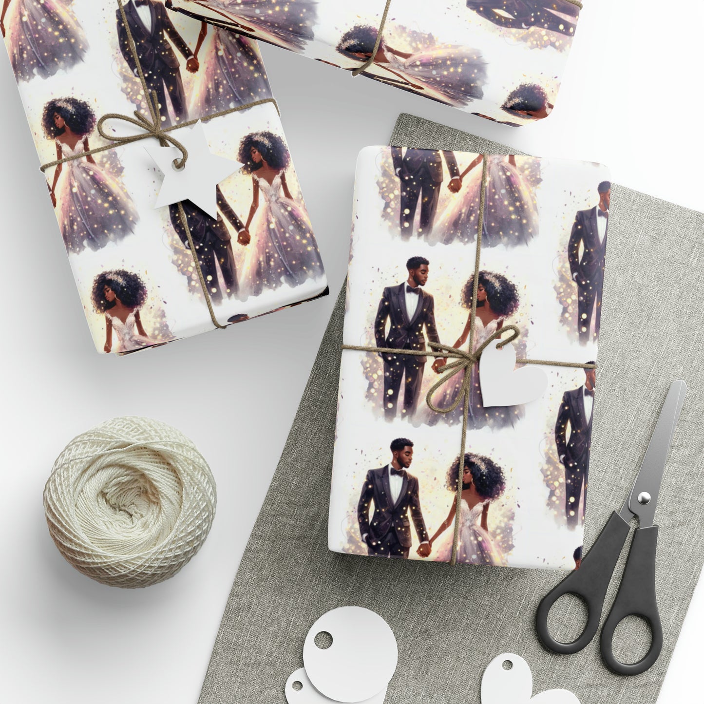 Melanin Couple Wrapping Paper, Wedding Wrapping Paper, Bridal Shower Wrapping Paper