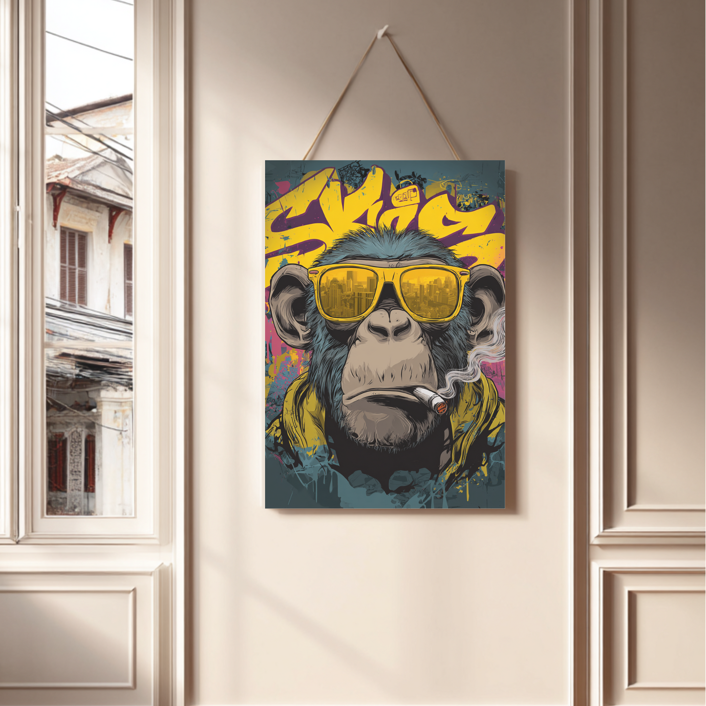 Smoking Chimp Graffiti Art