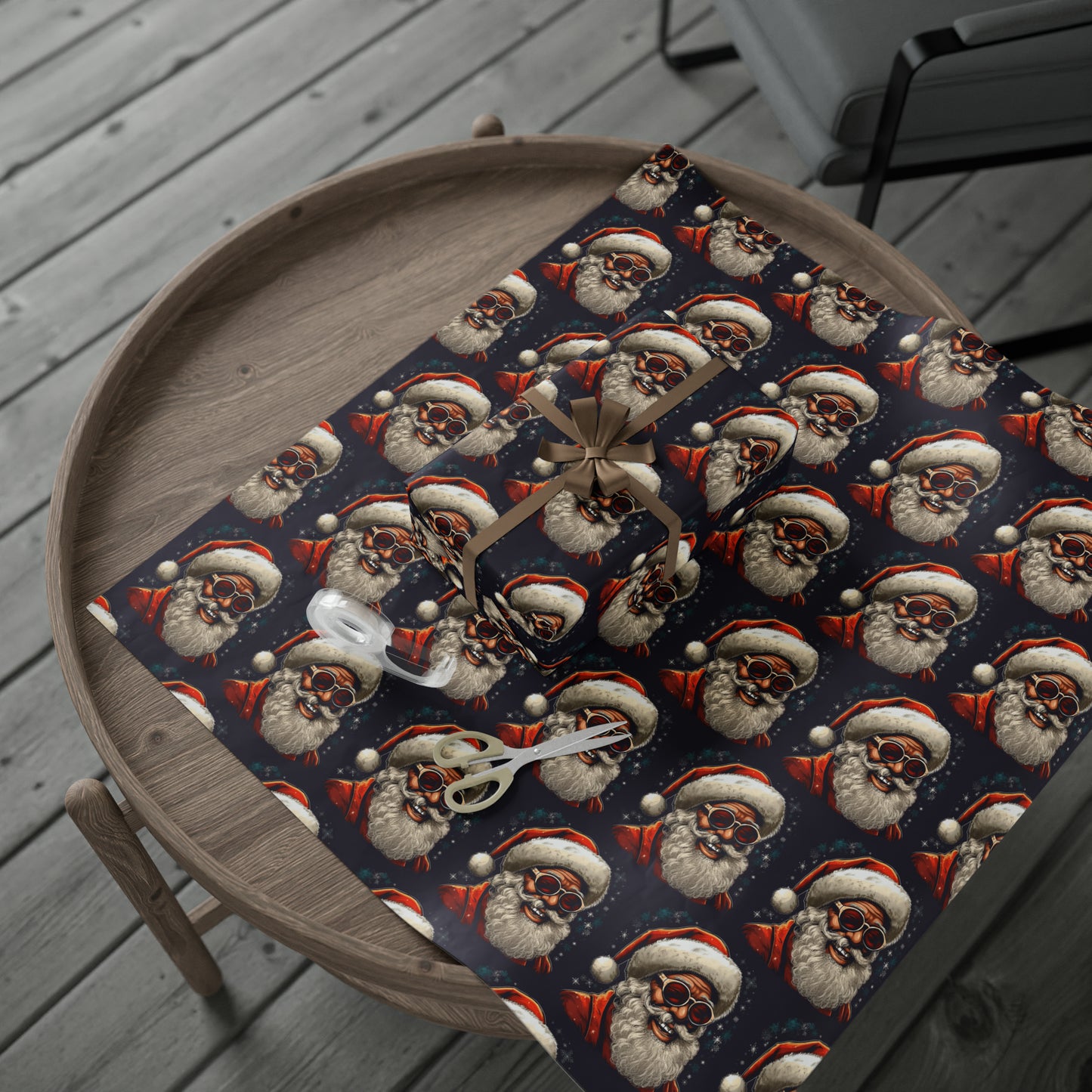 Melanin Santa Retro Theme Gift Wrap | Melanin Santa Retro Wrapping Paper | Black Santa Gift Wrap