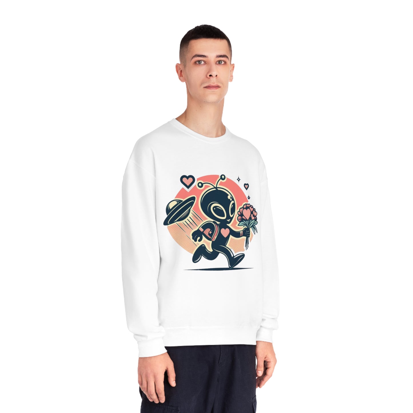 Alien With Flowers Valentines Day Sweatshirt