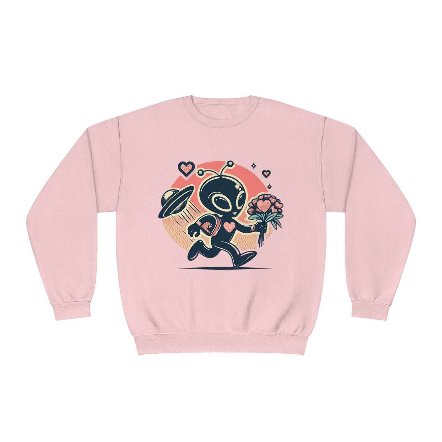 Alien With Flowers Valentines Day Sweatshirt