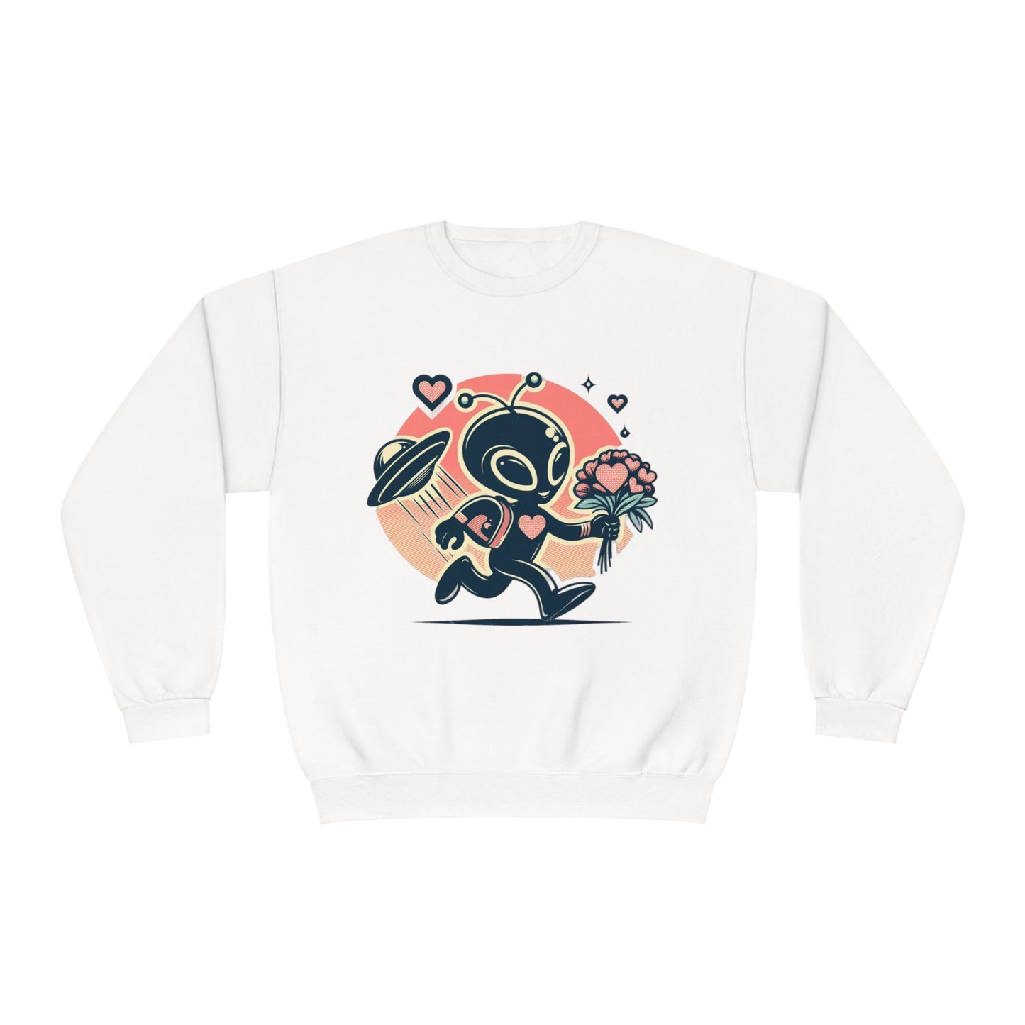 Alien With Flowers Valentines Day Sweatshirt