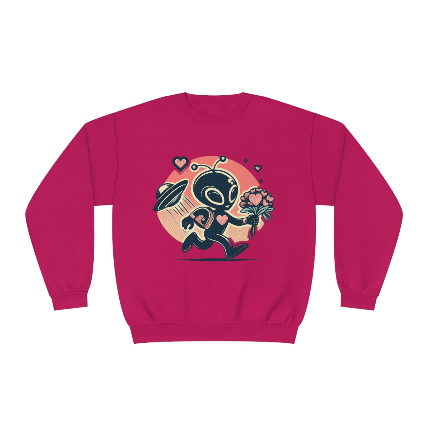 Alien With Flowers Valentines Day Sweatshirt
