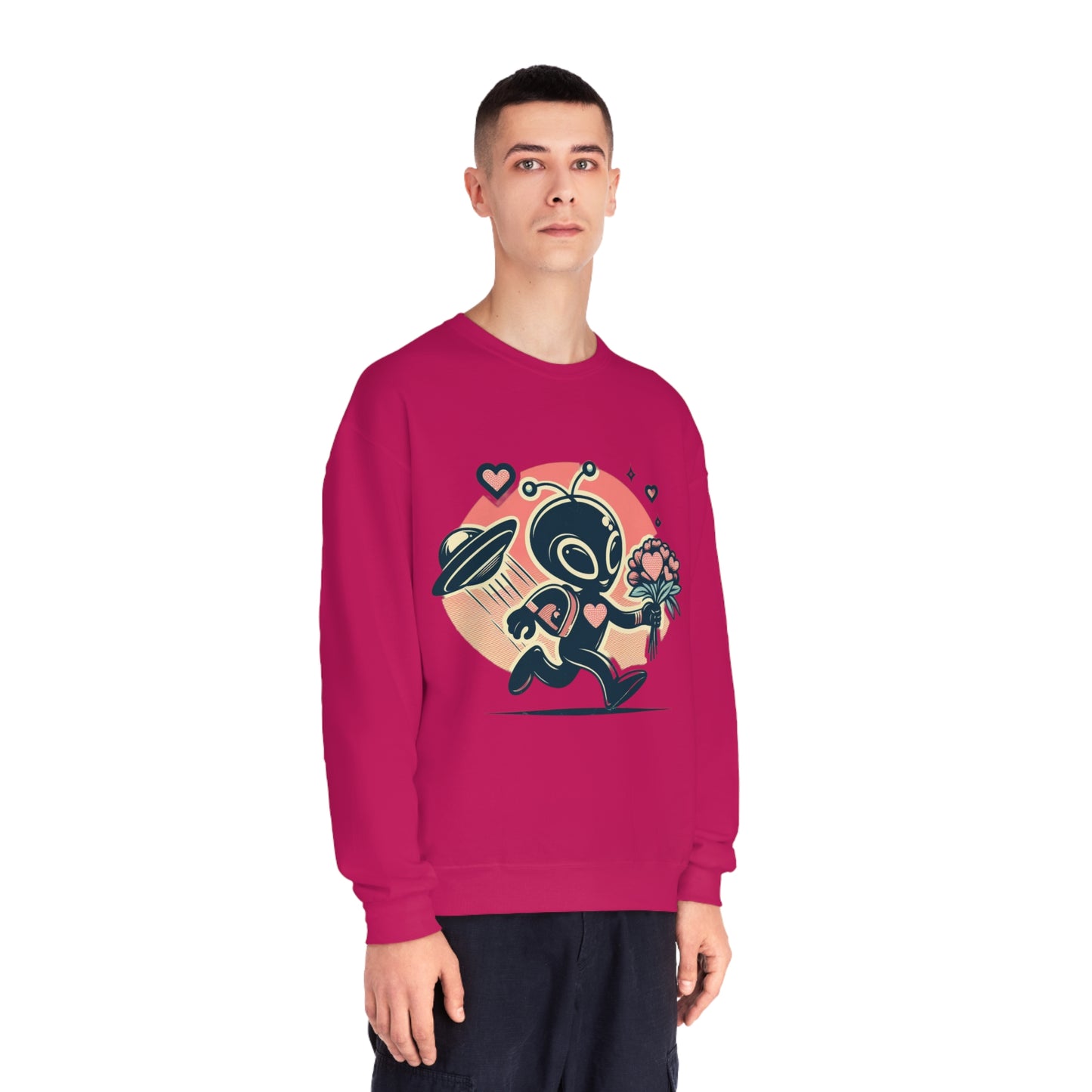 Alien With Flowers Valentines Day Sweatshirt