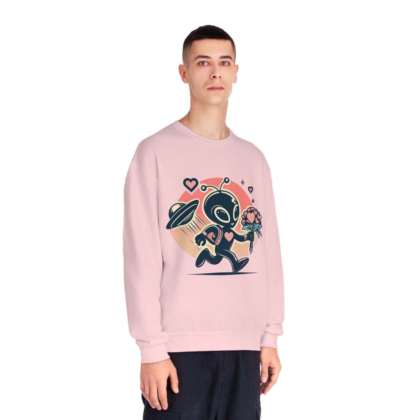 Alien With Flowers Valentines Day Sweatshirt