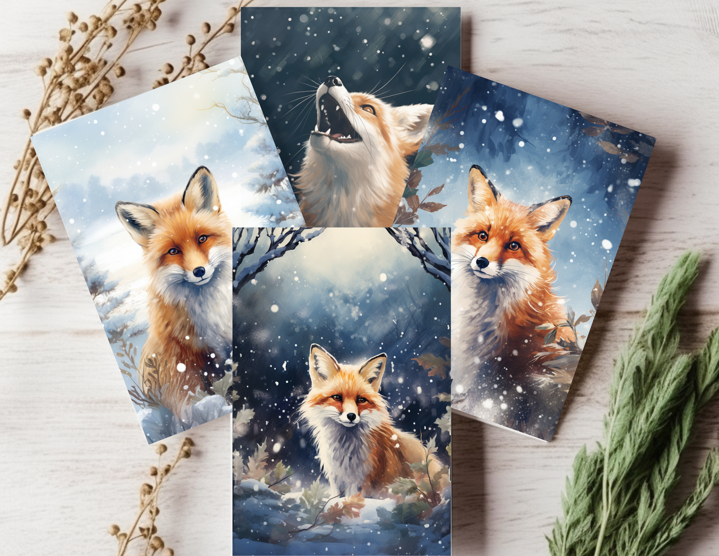 Winter Fox Watercolor Cards