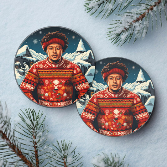 Pinback Button | Patrick Mahomes Pinback Button | Christmas Patrick Mahomes Button Set | 2 Button Set | Retro Christmas Buttons