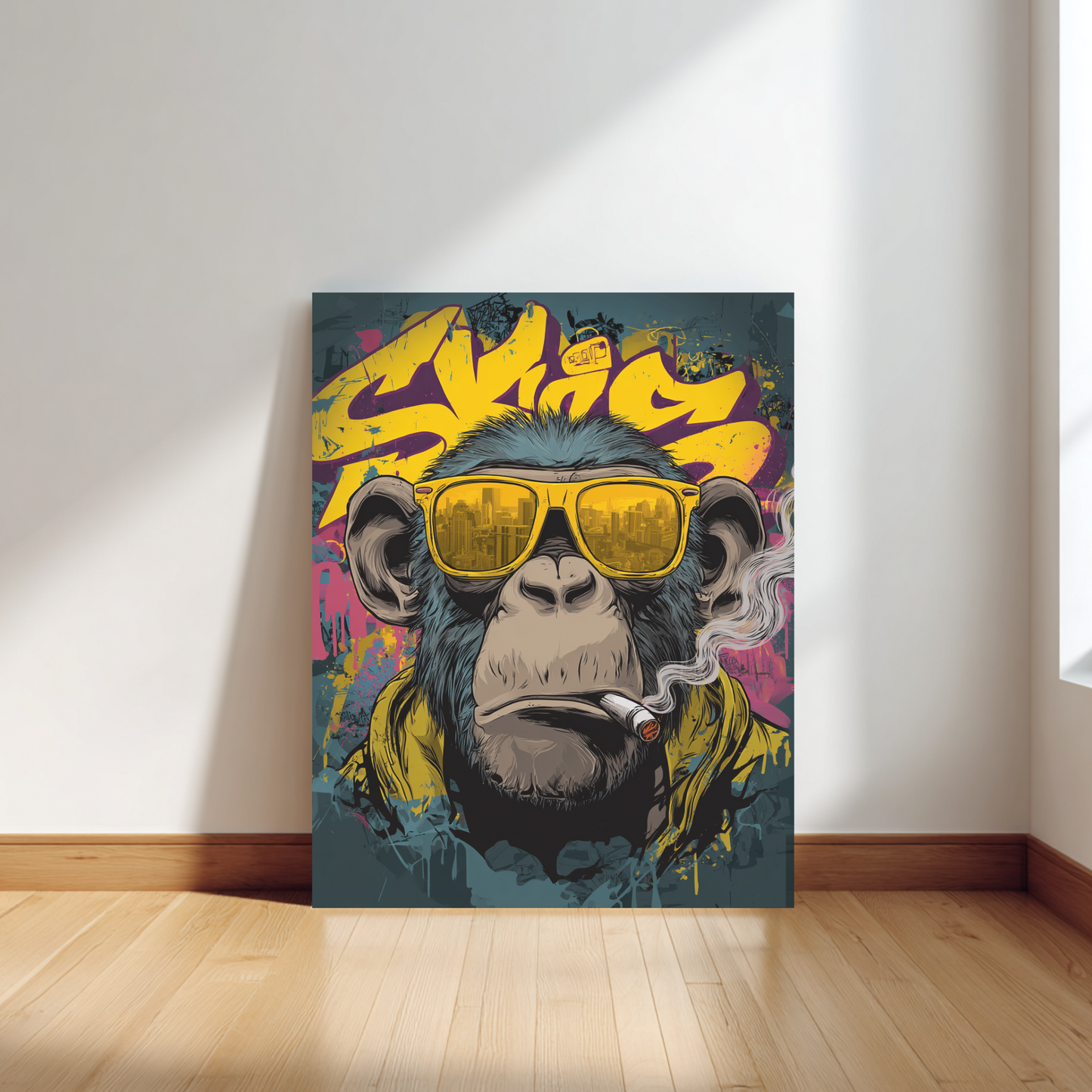 Smoking Chimp Graffiti Art