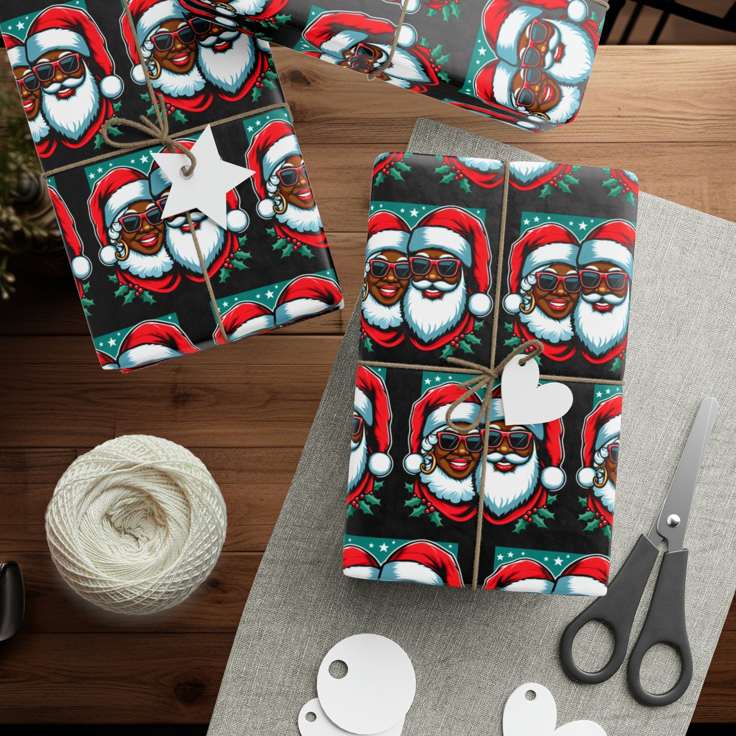 African American Santa Claus Wrapping Paper, Black Santa Wrapping Papers, Gift Wrap, Melanin Santa Gift Wrap, Christmas Wrapping Paper