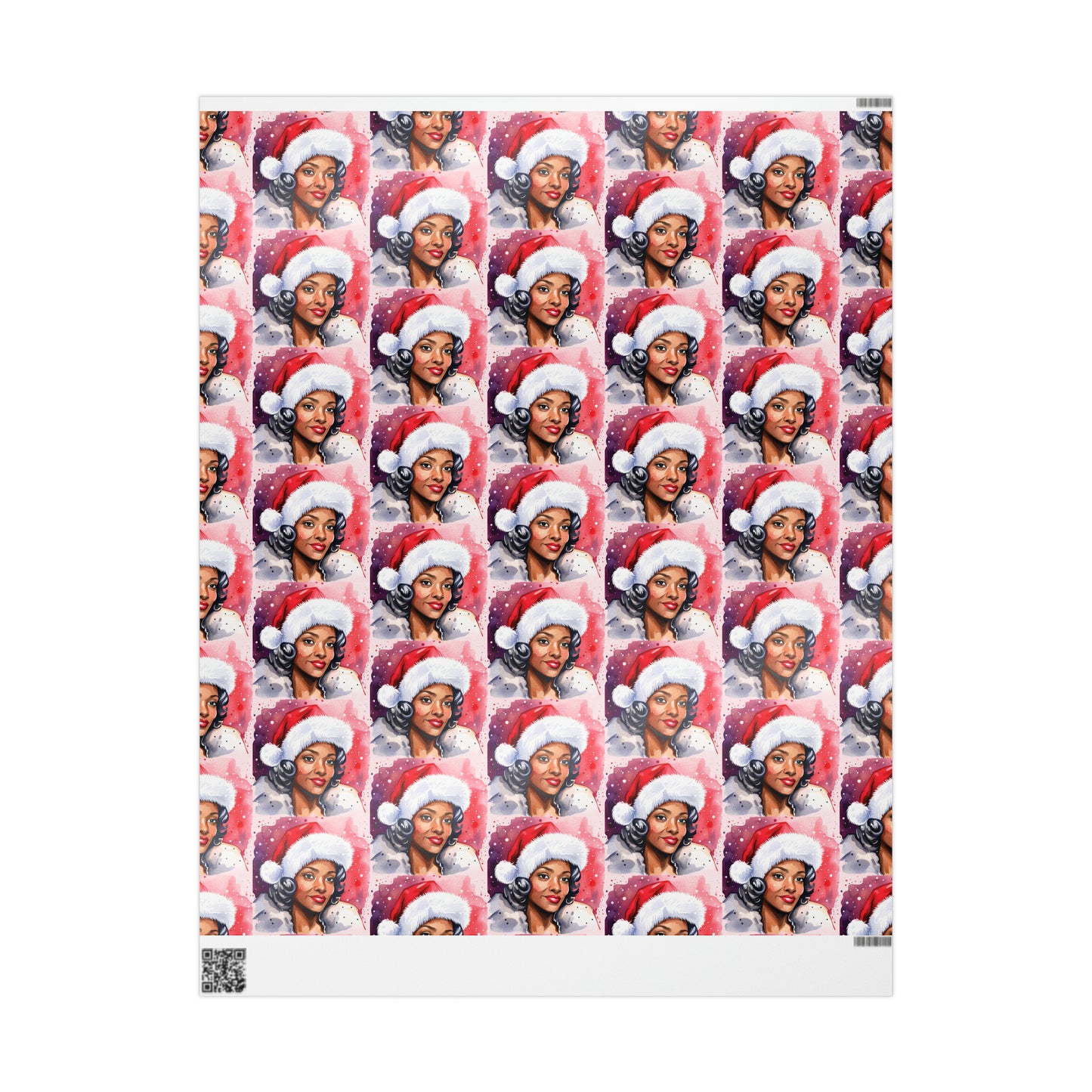 Watercolor Melanin Mrs Claus Wrapping Paper