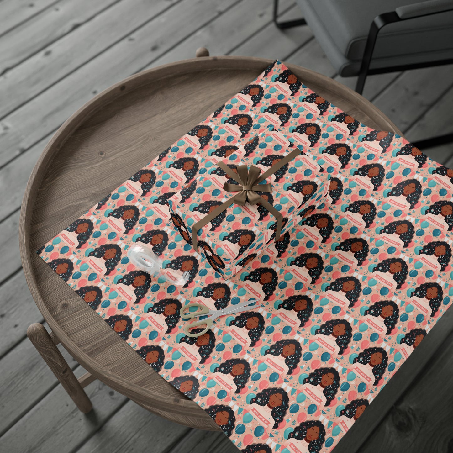 African American Woman Wrapping Papers, Black Girl Gift Wrap, Birthday Wrapping Paper, Happy Birthday Gift Wrap, Gift for Her