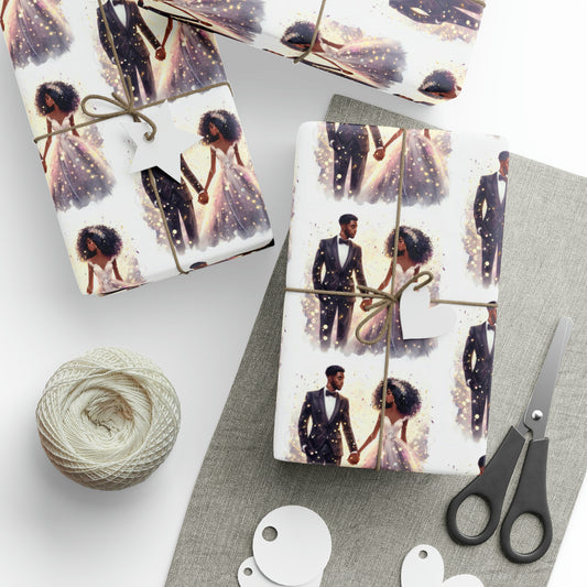 Melanin Couple Wrapping Paper, Wedding Wrapping Paper, Bridal Shower Wrapping Paper