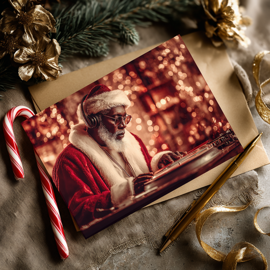 DJ Santa Christmas Greeting, Cool Santa, Hip Hop Christmas Card