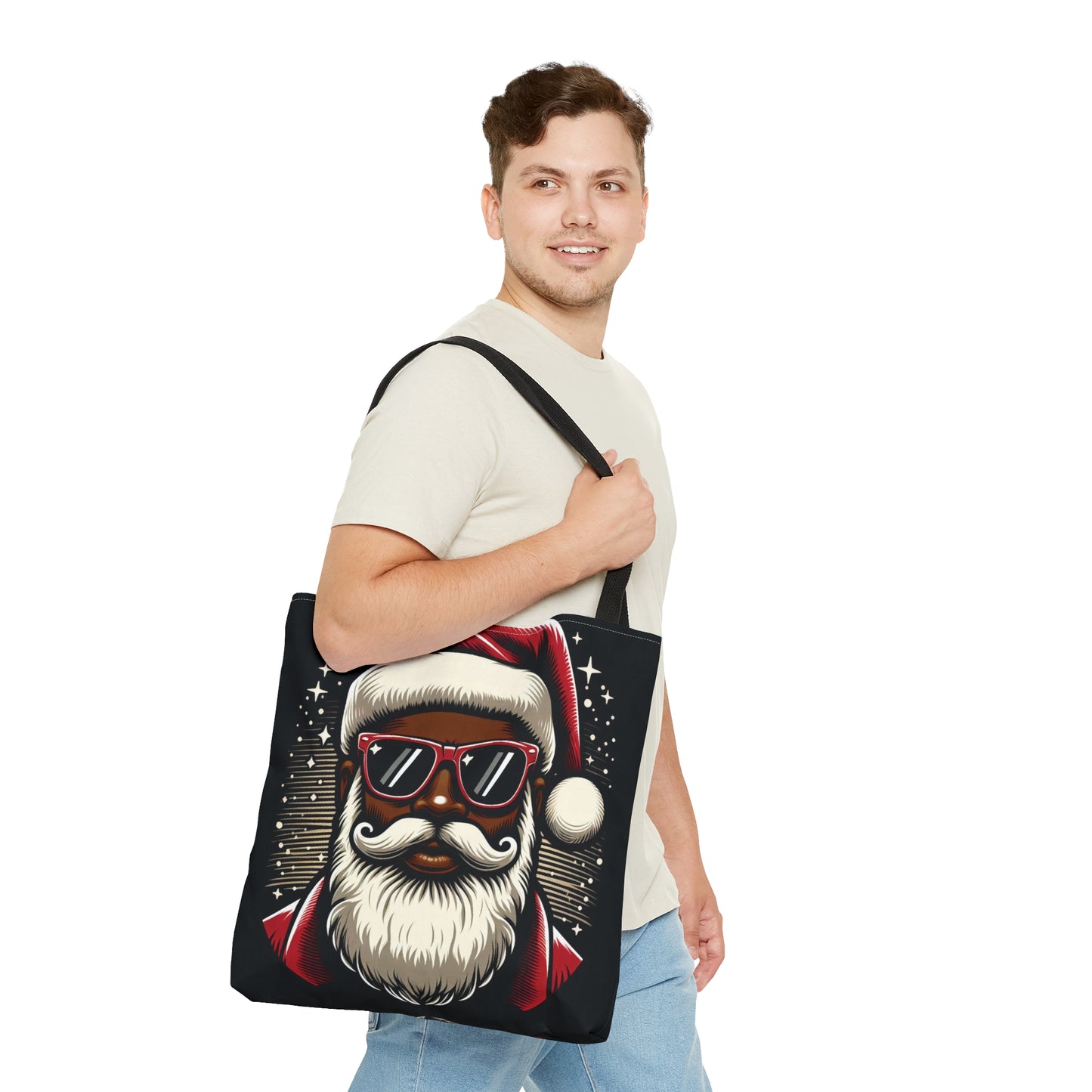 Black Santa Claus Tote Bag, Christmas Tote Bag, Tote Bag for Christmas, African American Santa Tote, Black Santa Totes