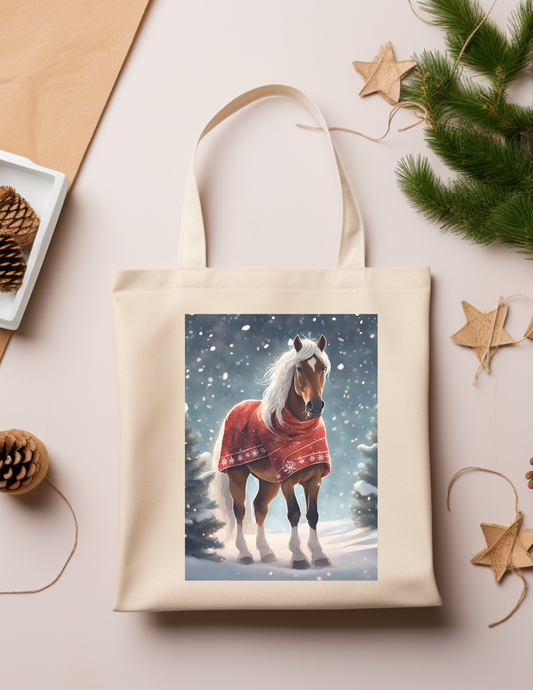 Horse in Christmas Snow Blanket