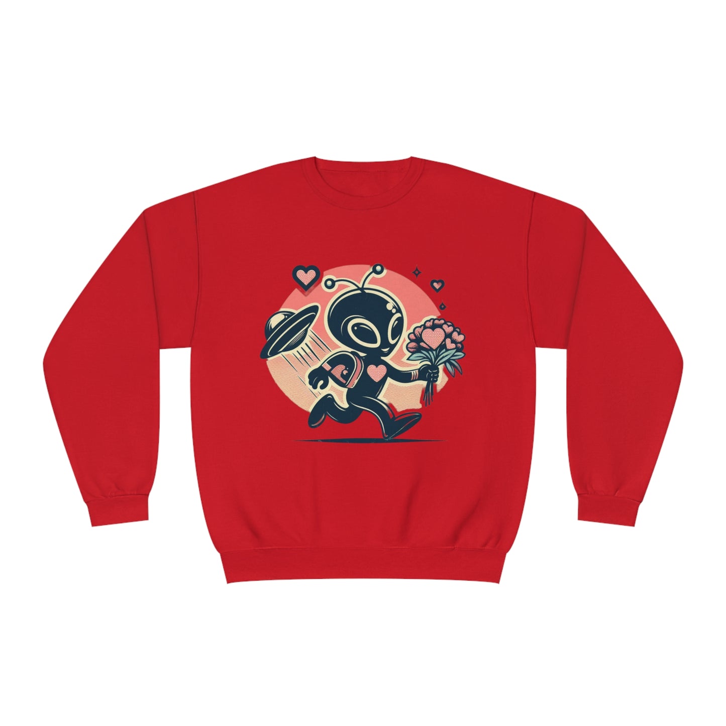 Alien With Flowers Valentines Day Sweatshirt