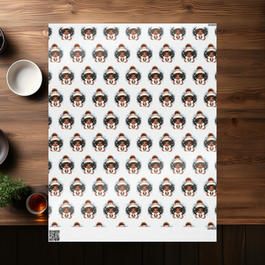 Cute Black Girl Gift Wrap, African American Girl Wrapping Paper, Black Girl Magic Wrapping Paper