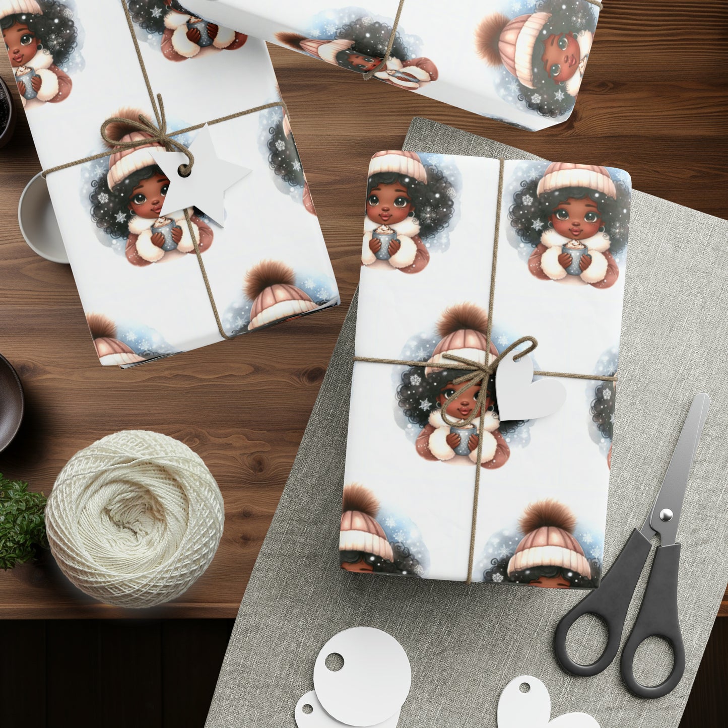 Cute Black Girl Gift Wrap, African American Girl Wrapping Paper, Black Girl Magic Wrapping Paper