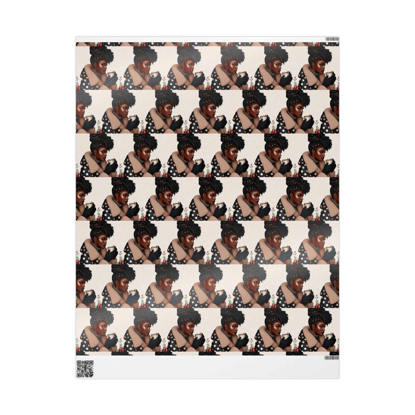 Melanin Girl Drinking Coffee Gift Wrap, Christmas Gift Wrap, Gifts for Her, Black Girl Magic, Coffee Lovers Gift Wrap