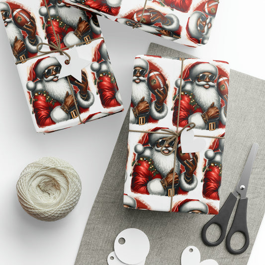 Football Gift Wrapping Papers, NFL Gift Wrapping Paper, Melanin Gift Wrap, Gift for Him, Gift for Dad, Black People Gift Wrap, Black Santa