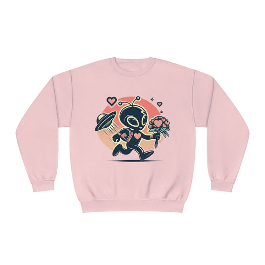 Alien With Flowers Valentines Day Sweatshirt