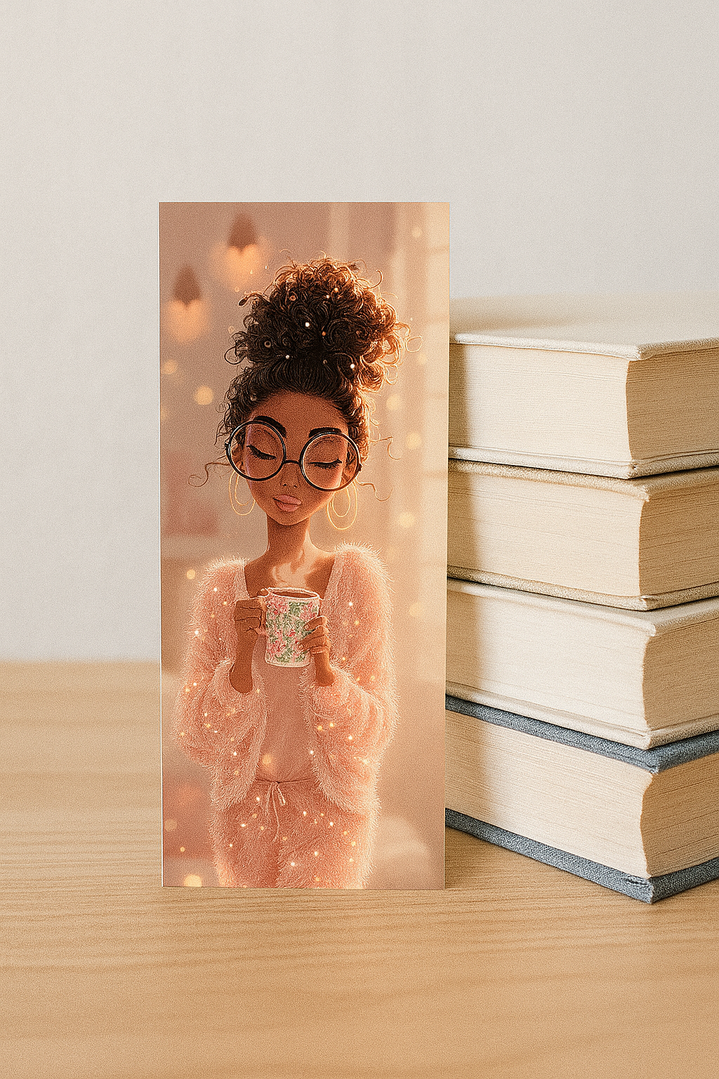 Cozy Black Woman Bookmark | Self-Care Book Lover Art