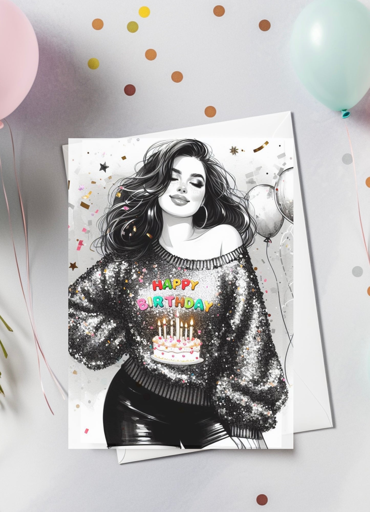Birthday Card, Sequin shirt