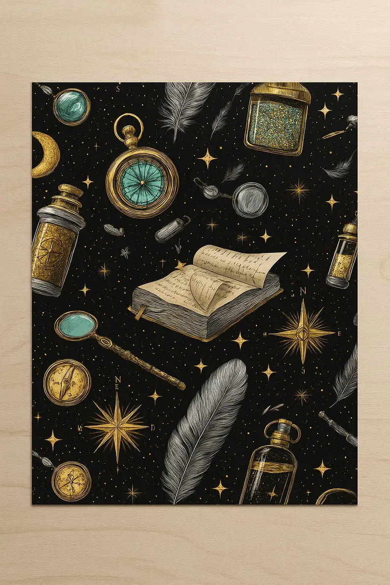 Celestial Magic Wrapping Paper | Vintage Fantasy Gift Wrap | Book Lover, Wizard Gift Paper