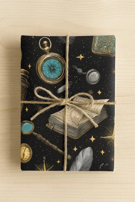 Celestial Magic Wrapping Paper | Vintage Fantasy Gift Wrap | Book Lover, Wizard Gift Paper