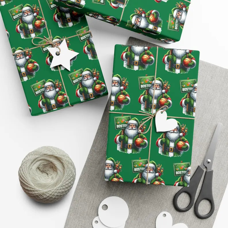 Boston basketball, Celtics inspired wrapping paper sheets