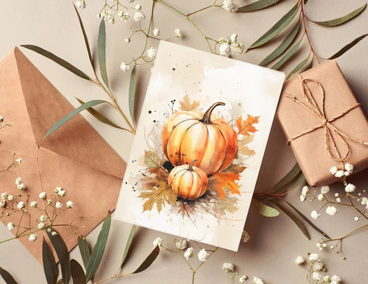 Water Color Autumn Theme Notecards, 12 card gift set, blank greeting cards, bulk greeting cards
