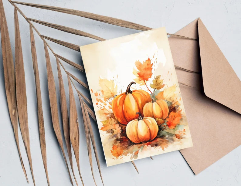 Water Color Autumn Theme Notecards, 12 card gift set, blank greeting cards, bulk greeting cards