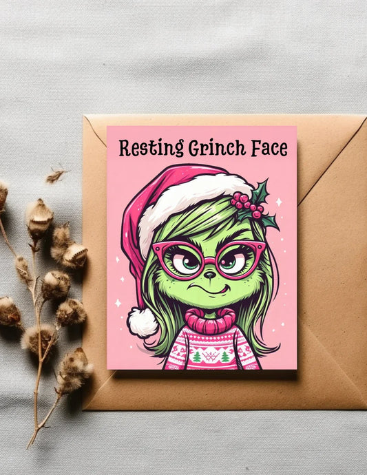 Resting Grinch Face card