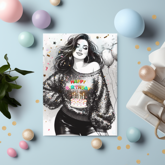Birthday Card, Sequin shirt