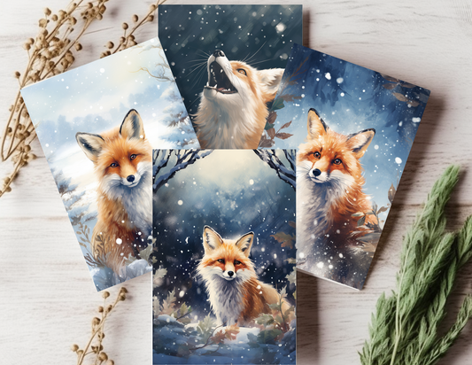 Winter Fox Watercolor Cards