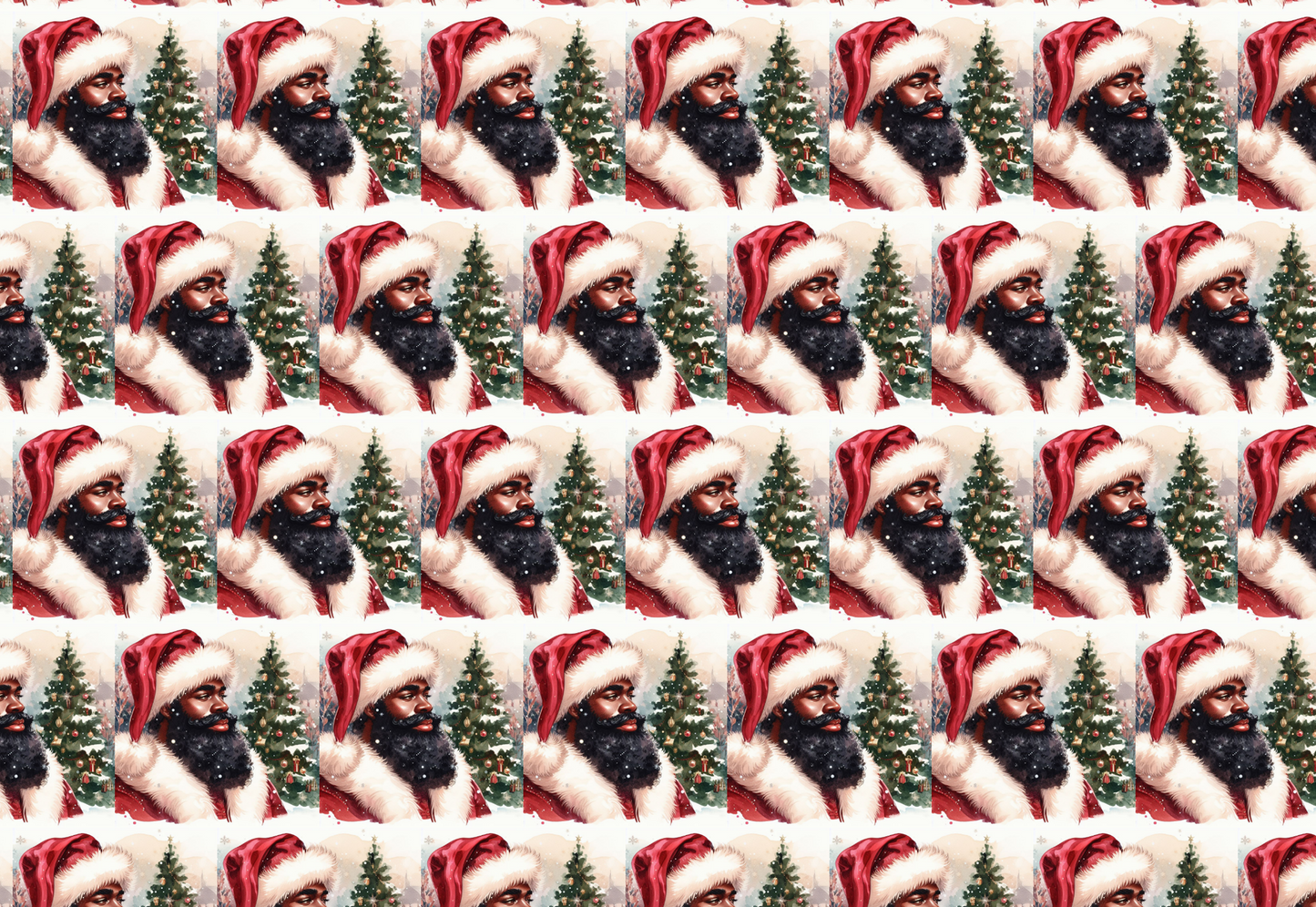 Vintage Black Santa Wrapping Paper Sheets