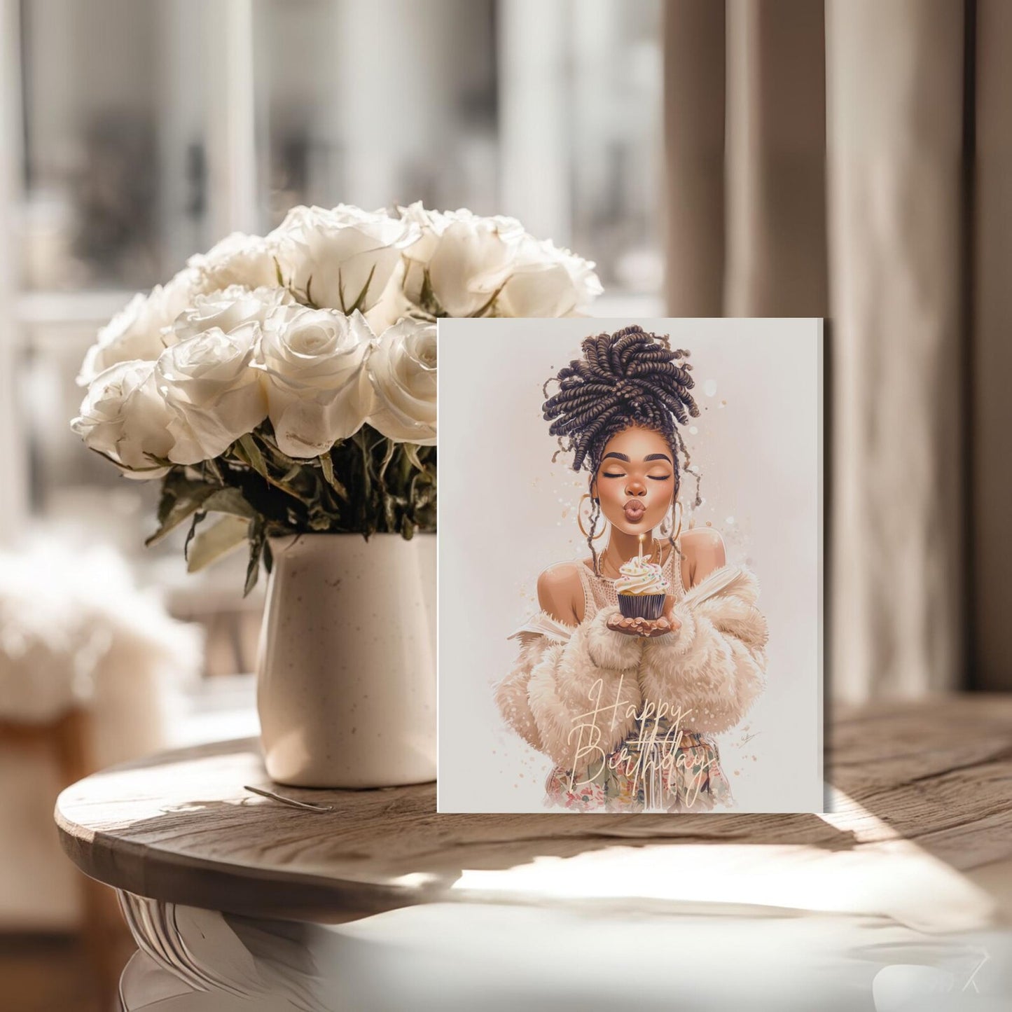 Stylish Birthday Greeting Card – Black Woman