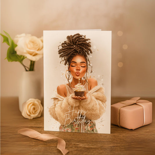 Stylish Birthday Greeting Card – Black Woman