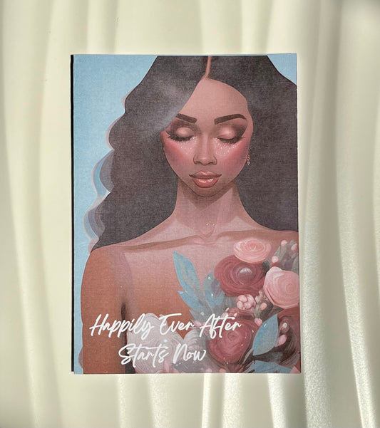 Happily Ever After Starts Now Black Wedding Card